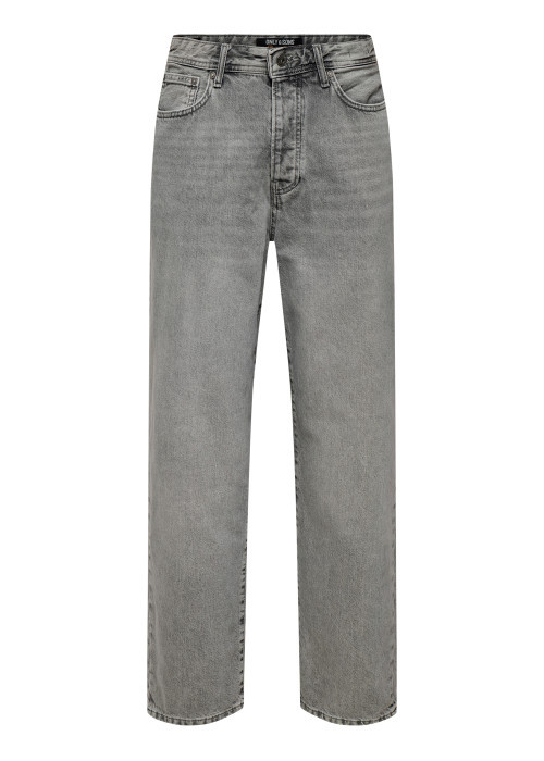 Jean gris en coton avec une coupe wide leg muni...