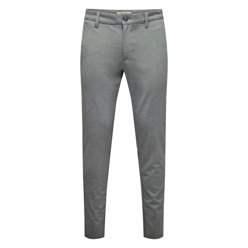 Only&sons - Pantalon Chino Gris Uni Avec Une Coupe Slim Muni D'un Zip Et D'un Bouton - Gris Only&sons - Pantalon Chino Gris Uni Avec Une Coupe Slim Muni D'un Zip Et D'un Bouton - Gris