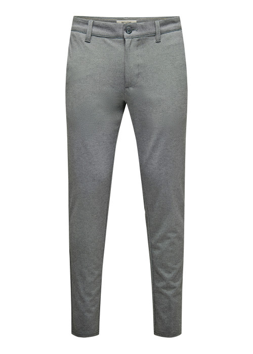 Pantalon chino gris uni avec une coupe slim...