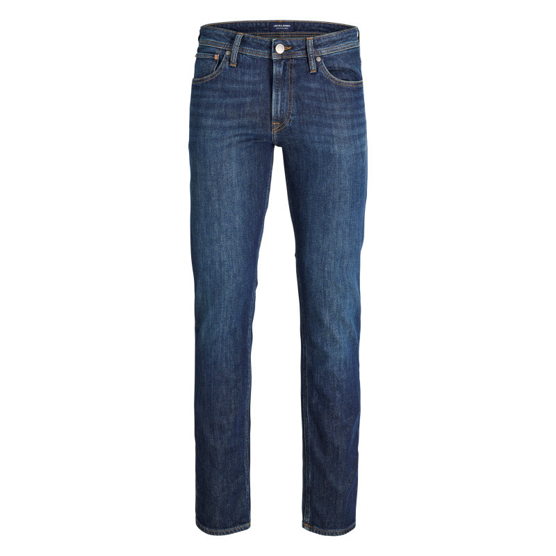 Premium - Jean En Coton Indigo Uni Avec Une Coupe Droite Et Une Taille Basse - Bleu Foncé