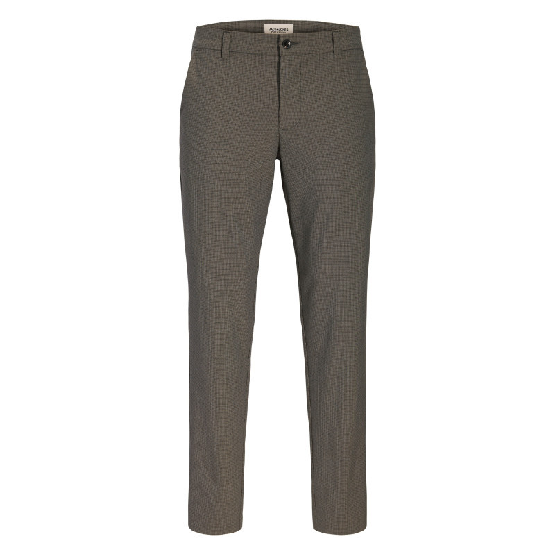 Premium - Pantalon Chino Taupe Uni Avec Une Coupe Slim Et Des Petits Carreaux - Beige