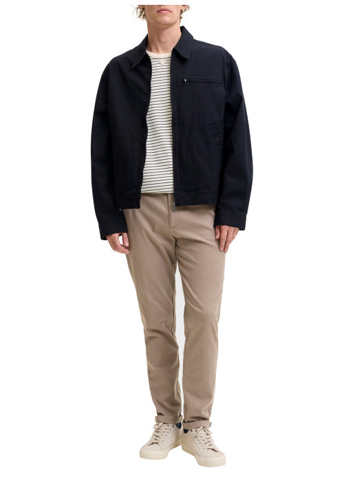 Pantalon chino en coton beige uni avec une...