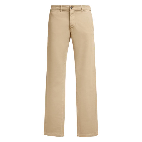 Pantalon beige uni avec une coupe flare muni...