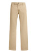 Thumbnail Pantalon beige uni avec une coupe flare muni d'un zip et d'un bouton