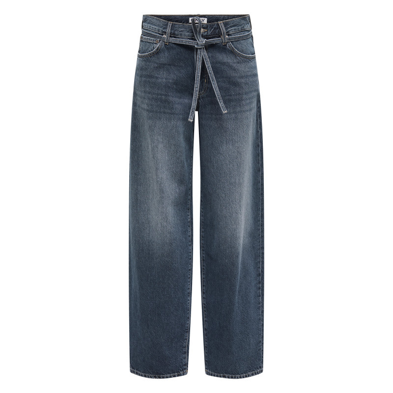 Only - Jean En Coton Ardoise Uni Avec Une Coupe Droite Et Une Sangle à La Taille - Gris Only - Jean En Coton Ardoise Uni Avec Une Coupe Droite Et Une Sangle à La Taille - Gris