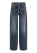Thumbnail Jean en coton ardoise uni avec une coupe droite et une sangle à la taille