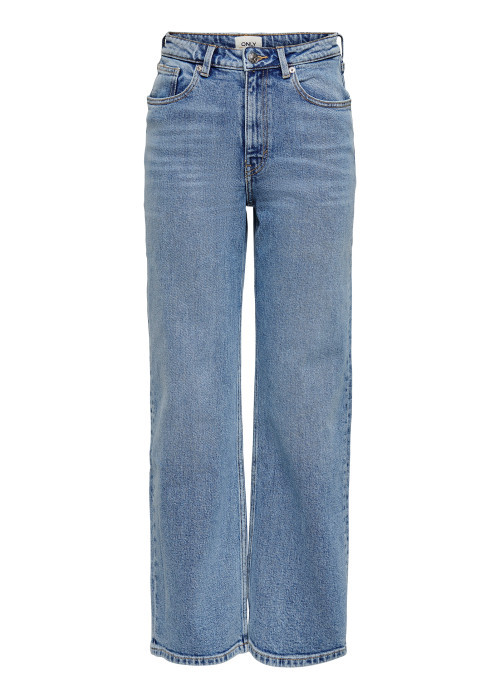 Jean en coton bleu uni avec une coupe bootcut...