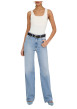Thumbnail Jean en coton bleu uni avec une coupe bootcut et des poches plaquées à l'arrière - Image 3
