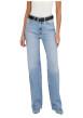 Thumbnail Jean en coton bleu uni avec une coupe bootcut et des poches plaquées à l'arrière - Image 6