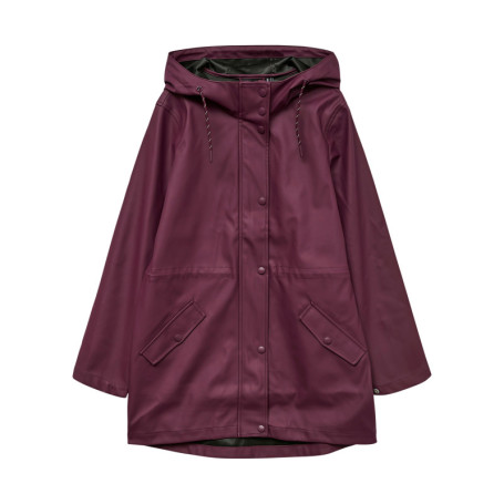 Imperméable ciré bordeaux à coupe droite pourvu...