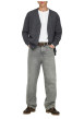 Thumbnail Jean gris en coton avec une coupe wide leg muni d'un zip et d'un bouton - Image 3