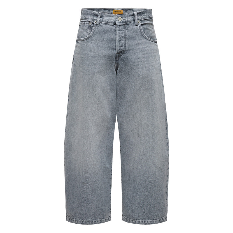 Only&sons - Jean En Coton Gris Avec Une Coupe Wide Leg Muni D'un Zip Et D'un Bouton - Gris Only&sons - Jean En Coton Gris Avec Une Coupe Wide Leg Muni D'un Zip Et D'un Bouton - Gris