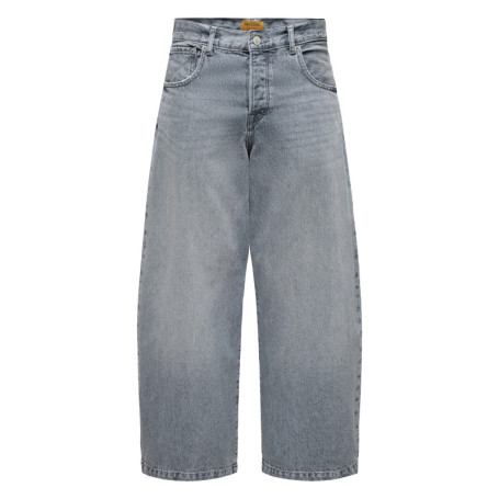 Jean en coton gris avec une coupe wide leg muni...