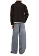 Thumbnail Jean en coton gris avec une coupe wide leg muni d'un zip et d'un bouton - Image 4
