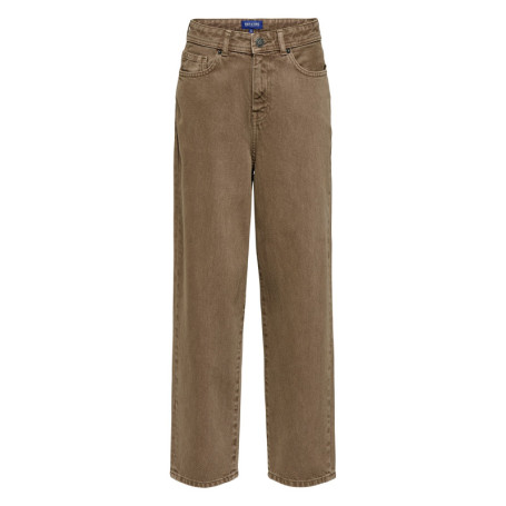 Jean en coton camel uni avec une coupe droite...
