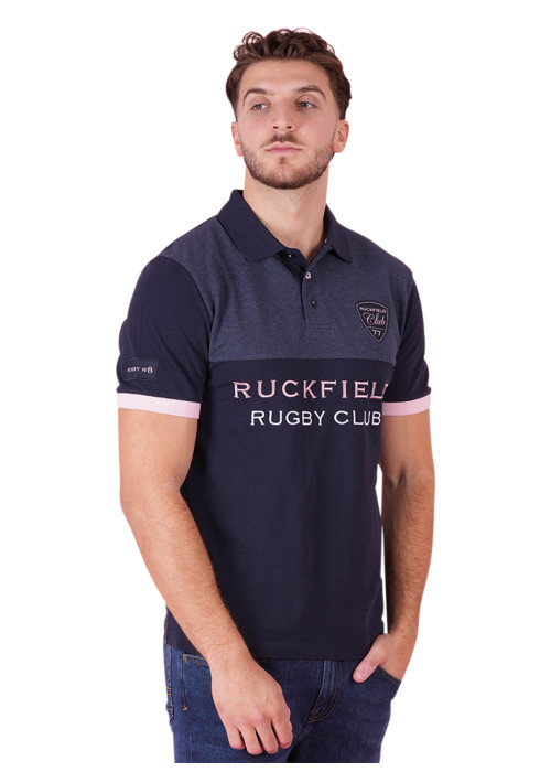 Polo en coton marine à imprimé avec une coupe...