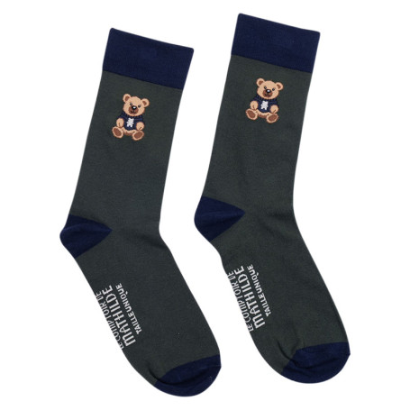 Chaussettes hautes vertes avec bord bleu marine...