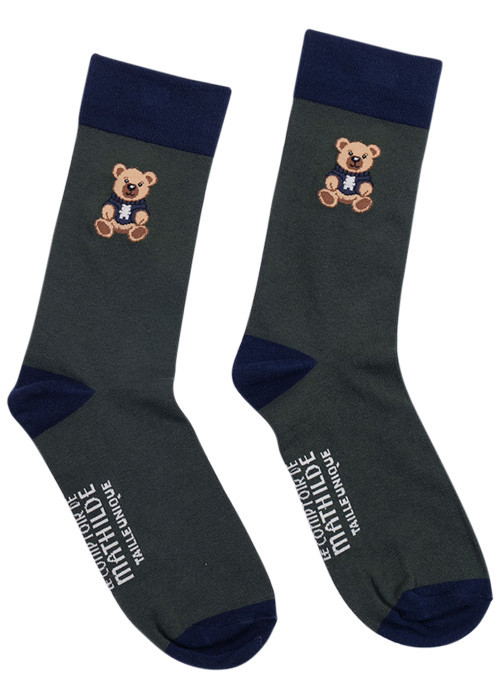 Chaussettes hautes vertes avec bord bleu marine...