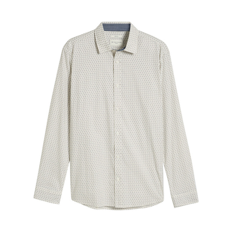 Tom Tailor - Chemise En Coton Blanche à Coupe Droite Pourvu D'un Col à Revers - Blanc