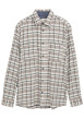Thumbnail Chemise en coton beige à carreaux contrastés pourvue d'un col à revers