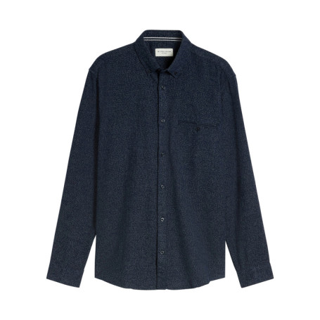 Chemise en coton marine à coupe droite pourvue...