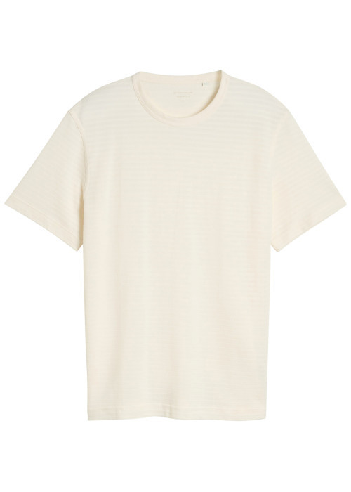T-shirt en coton écru à coupe droite pourvu...
