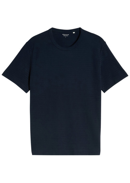 T-shirt en coton marine à coupe droite pourvu...