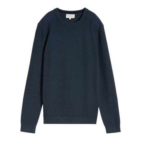 Pull en coton bleu à coupe ajustée pourvu d'un...