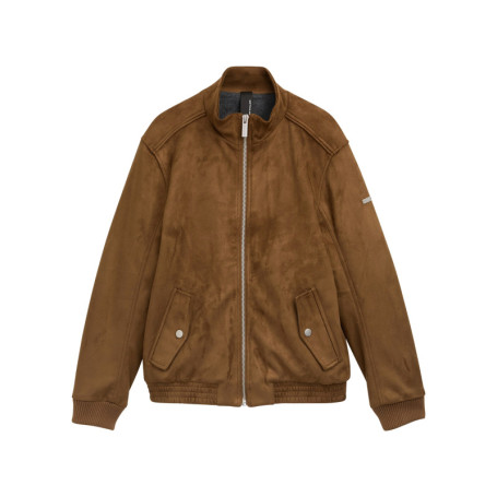 Blouson brun à coupe ajustée pourvu d'un col...