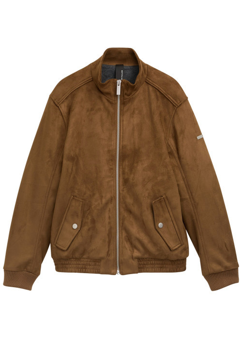 Blouson brun à coupe ajustée pourvu d'un col...