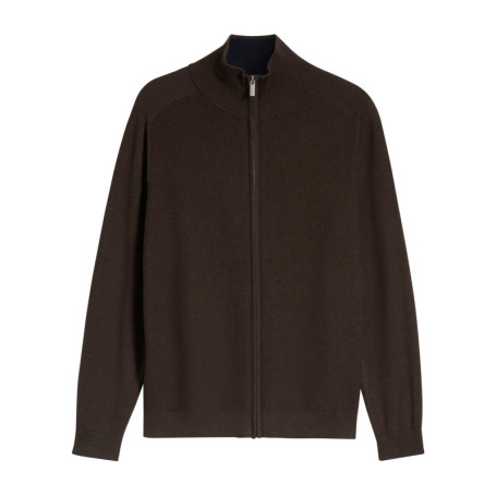 Gilet en coton marron à coupe ajustée pourvu...