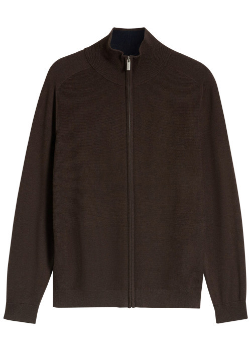 Gilet en coton marron à coupe ajustée pourvu...