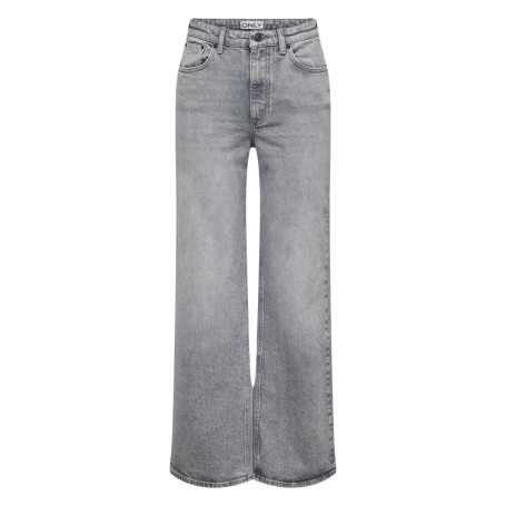 Jean en coton gris uni avec une coupe bootcut...