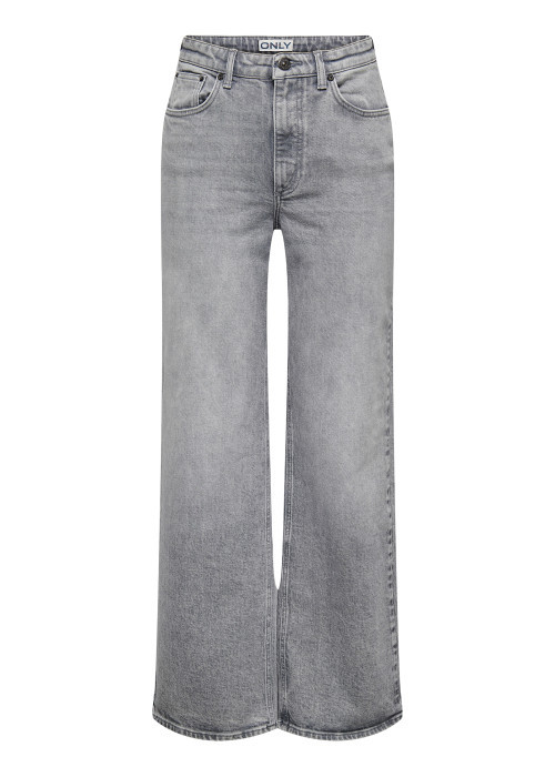 Jean en coton gris uni avec une coupe bootcut...