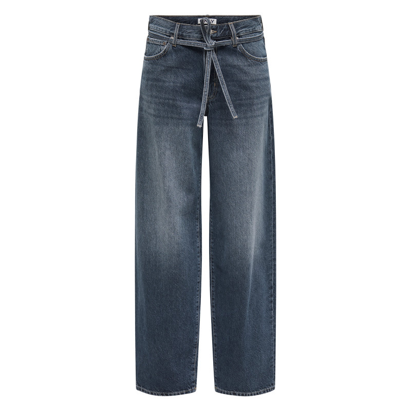 Only - Jean En Coton Ardoise Uni Avec Une Coupe Droite Et Une Sangle à La Taille - Gris Only - Jean En Coton Ardoise Uni Avec Une Coupe Droite Et Une Sangle à La Taille - Gris
