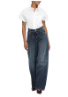Thumbnail Jean en coton ardoise uni avec une coupe droite et une sangle à la taille - Image 3