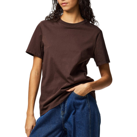 T-shirt en coton biologique marron uni avec une...