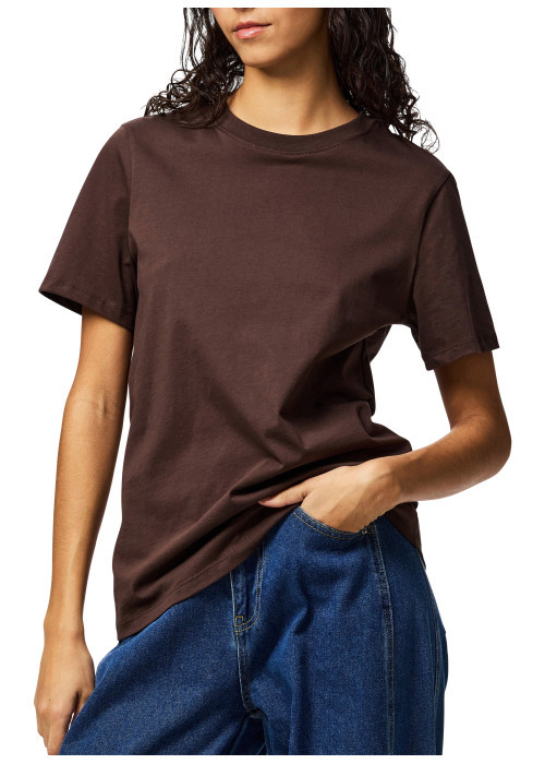 T-shirt en coton biologique marron uni avec une coupe droite