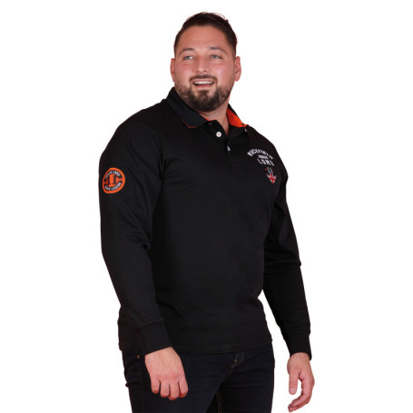 Polo en coton biologique noir à imprimé avec...