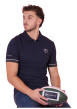 Thumbnail Polo en coton marine à imprimé avec une coupe droite et un col à revers zippé