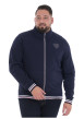 Thumbnail Sweat zippé en coton biologique mélangé marine uni avec une coupe droite
