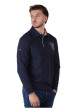 Thumbnail Polo en coton marine à imprimé avec une coupe droite et un col à revers