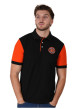 Thumbnail Polo en coton noir à imprimé avec une coupe droite et un col à revers