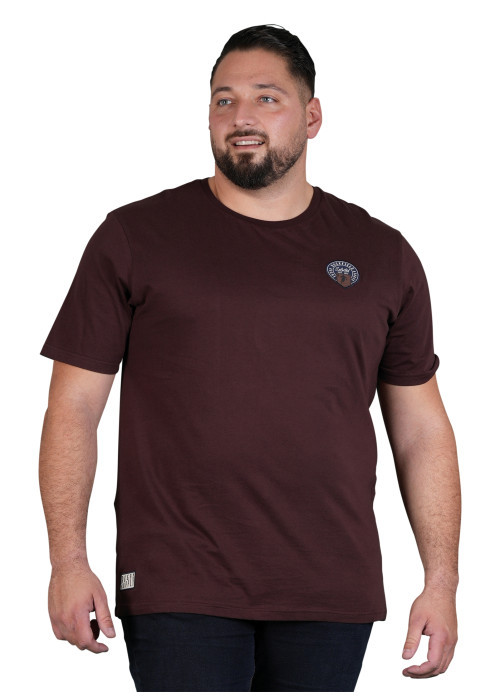 T-shirt en coton biologique bordeaux à imprimé avec une coupe droite