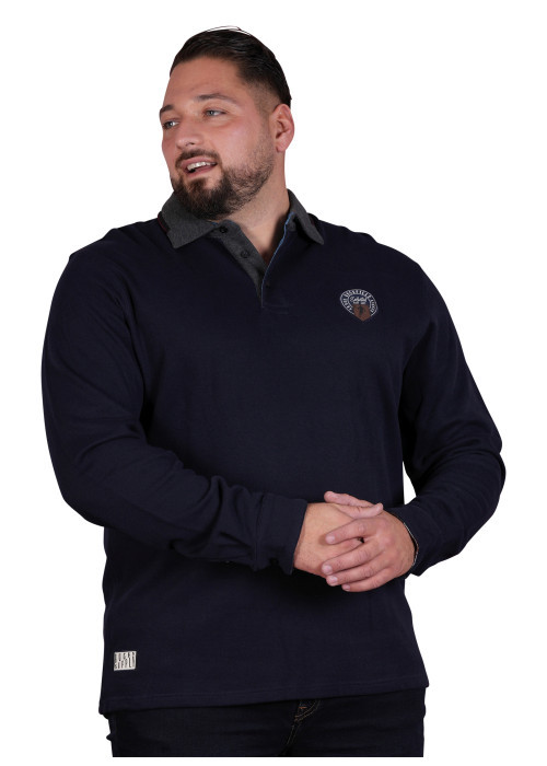 Polo en coton biologique marine à imprimé avec...