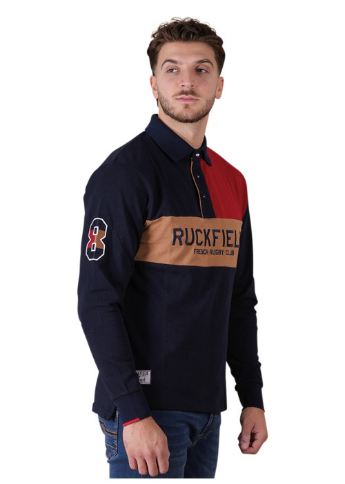 Polo en coton biologique marine à imprimé avec...