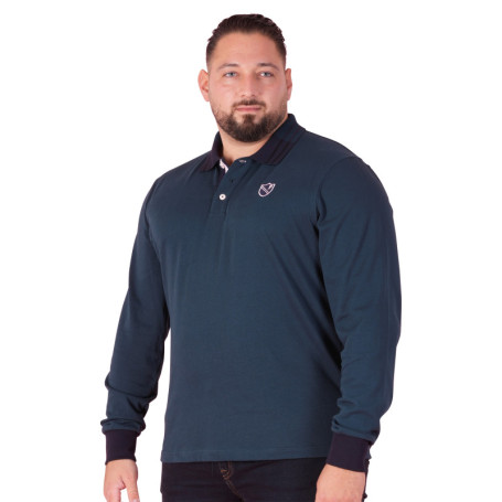 Polo en coton pétrole à imprimé avec une coupe...