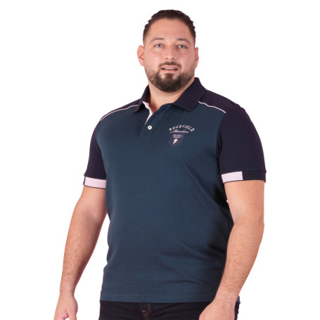 Polo en coton pétrole à imprimé avec une coupe...