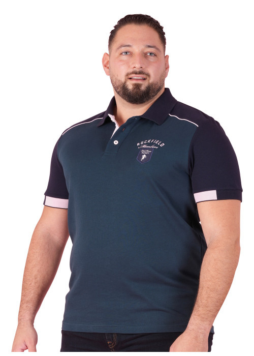 Polo en coton pétrole à imprimé avec une coupe...