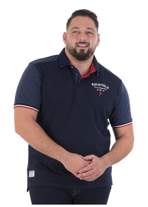 Polo en coton biologique marine à imprimé avec une coupe droite